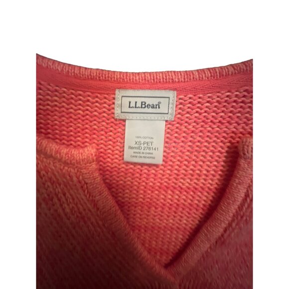 L.L. Bean Womens Salmon Pink Heavy Knit Pullover Sweater 100% Cotton Size XS Pet - Picture 3 of 4